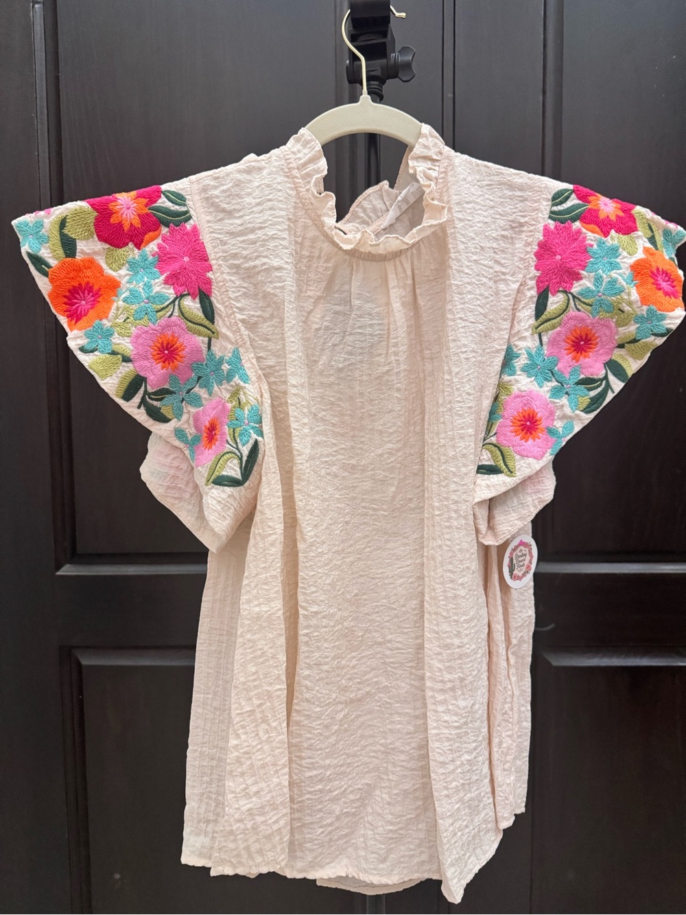 THML Cream Ruffled Neck Blouse